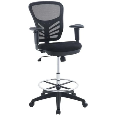 Modway Articulate Drafting Chair - Reception Desk Chair - Drafting Table Chair in Black