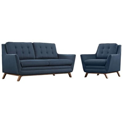 Modway EEI-2432-AZU-SET Beguile Mid-Century Modern Loveseat Upholstered Fabric with Loveseat and Armchair Azure