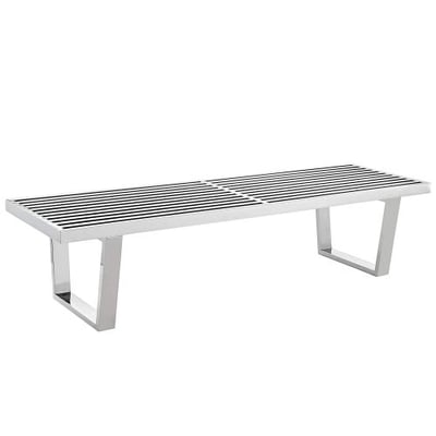 Modway Sauna Stainless Steel 5' Bench in Silver
