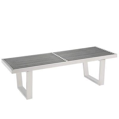Modway Sauna Stainless Steel 4' Bench in Silver