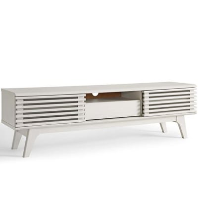 Modway Render Mid-Century Modern Low Profile 59 Inch TV Stand in White