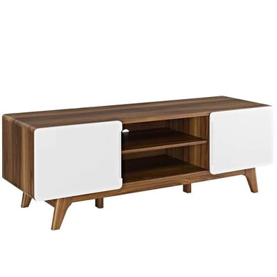 Modway EEI-2543-WAL-WHI Tread Mid-Century Modern 59 Inch TV Stand, 59