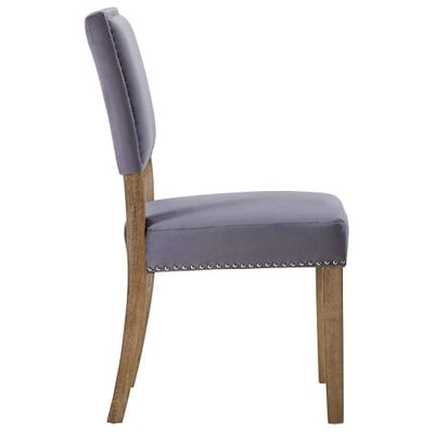 Modway Oblige Modern Farmhouse Velvet Polyester Upholstered Dining Chair With Nailhead Trim, Black