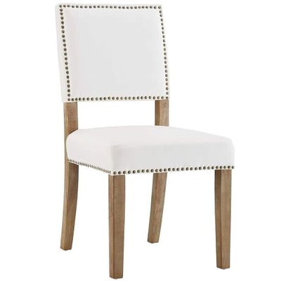Modway EEI-2547-IVO Oblige Modern Farmhouse Velvet Polyester Upholstered Dining Chair with Nailhead Trim, Black, Ivory