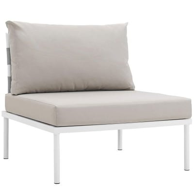 Modway Harmony Outdoor Patio Armless Chair in White Beige