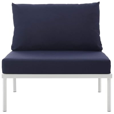 Modway Harmony Outdoor Patio Armless Chair in White Navy