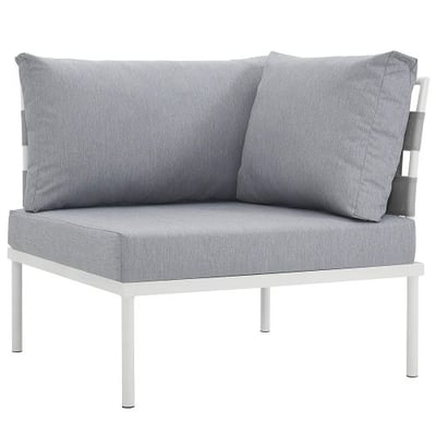 Modway Harmony Outdoor Patio Corner in White Gray - Modern Sectional Furniture Series - Options: Corner 