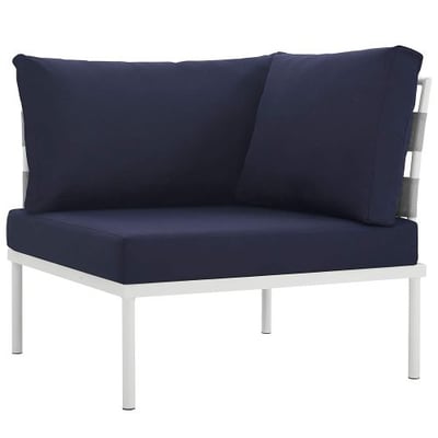 Modway Harmony Outdoor Patio Corner in White Navy - Modern Sectional Furniture Series - Options: Corner 