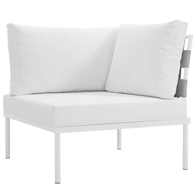 Modway Harmony Outdoor Patio Corner in White White - Modern Sectional Furniture Series - Options: Corner 