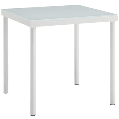 Modway Harmony Outdoor Patio White Side Table With Tempered Glass - Modern Sectional Furniture Series