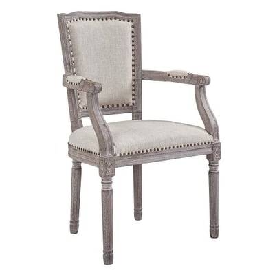 Modway EEI-2606-BEI Penchant Vintage French Upholstered Fabric Dining Armchair, 37.5