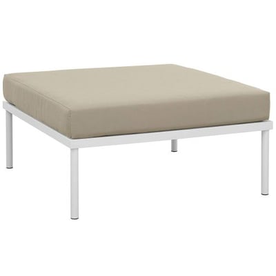 Modway Harmony Outdoor Patio Ottoman in White Beige - Modern Sectional Furniture Series - Options: Ottoman 