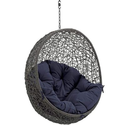 Modway Hide Outdoor Patio Swing Chair Without Stand, Gray Navy