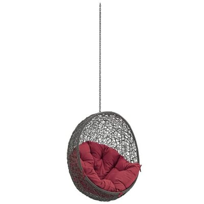 Modway Hide Outdoor Patio Swing Chair Without Stand, Gray Red