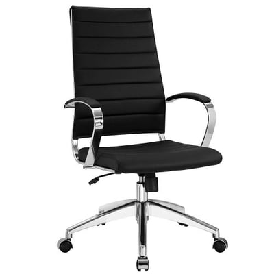 Modway Jive Ribbed High Back Executive Office Chair, Black Vinyl