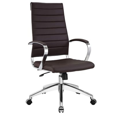 Modway Jive Ribbed High Back Tall Executive Swivel Office Chair With Arms In Brown