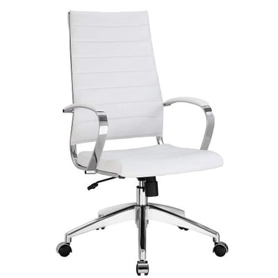 Modway Jive Ribbed High Back Executive Office Chair, White Vinyl