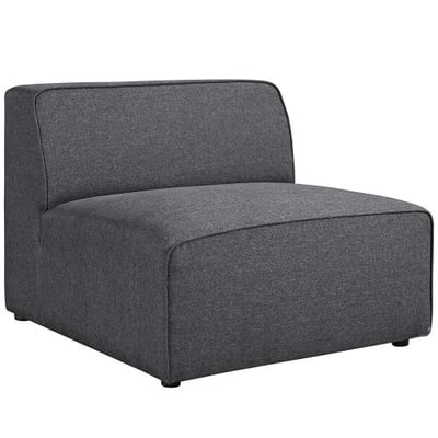 Modway Mingle Polyester Upholstered Generously Padded Armless Chair, Gray Fabric