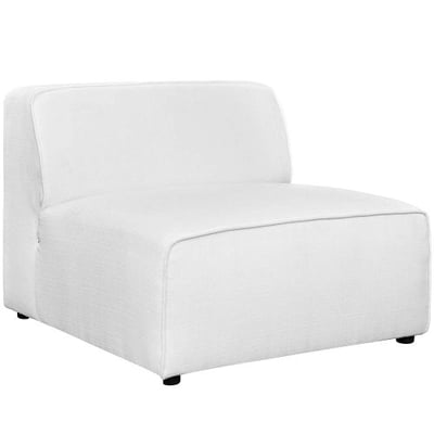 Modway Mingle Polyester Upholstered Generously Padded Armless Chair, White Fabric