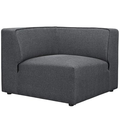 Modway Mingle Polyester Upholstered Generously Padded Corner Seat, Gray Fabric
