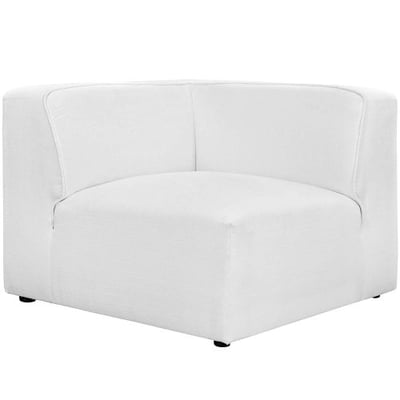 Modway Mingle Polyester Upholstered Generously Padded Corner Seat, White Fabric