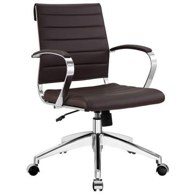Modway Jive Ribbed Mid Back Executive Office Chair With Arms In Brown