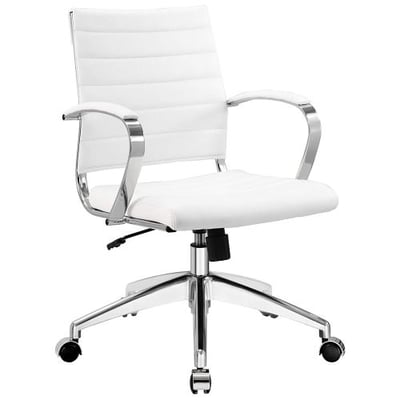 Modway Jive Ribbed Mid Back Executive Office Chair, White Vinyl