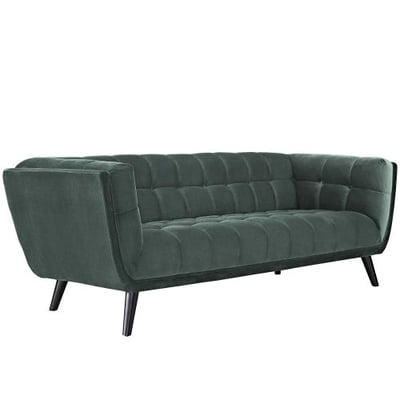 Modway Bestow Upholstered Velvet Fabric Button-Tufted Sofa In Green