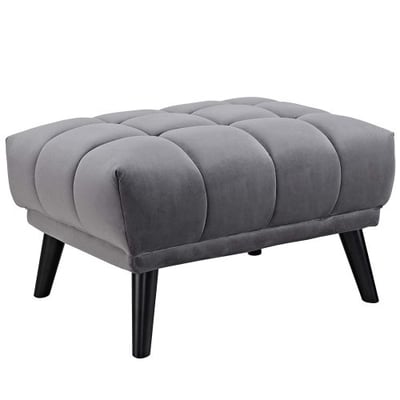 Modway Bestow Upholstered Velvet Fabric Button-Tufted Ottoman In Gray