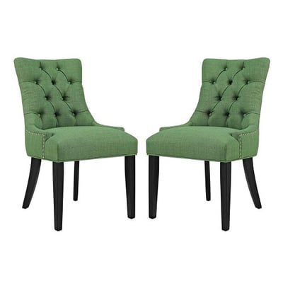 Modway EEI-2743-GRN-SET Regent Dining Side Chair Fabric Set of 2, Green