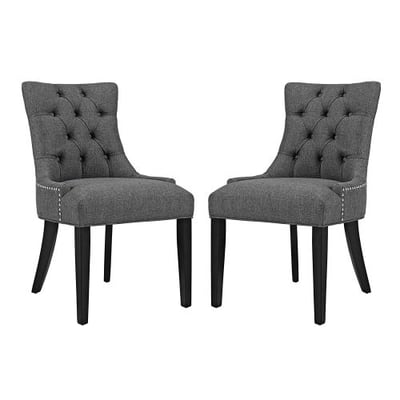 Modway EEI-2743-GRY-SET Regent Dining Side Chair Fabric Set of 2, Gray