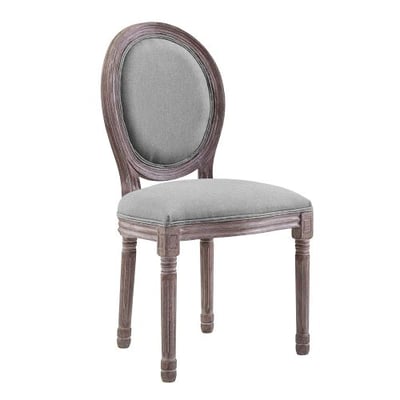 Modway EEI-2821-LGR Vintage French Upholstered Fabric Dining Side Chair, Light Gray