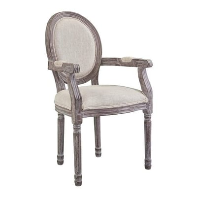 Modway EEI-2823-BEI Emanate Vintage French Upholstered Dining Armchair, Beige