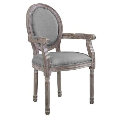 Modway EEI-2823-LGR Emanate Vintage French Upholstered Fabric Dining Armchair, Light Gray