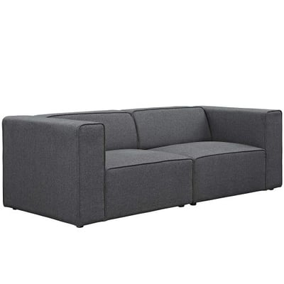 Modway EEI-2825-GRY Mingle 2 Piece Upholstered Fabric Sectional Sofa Set, Gray