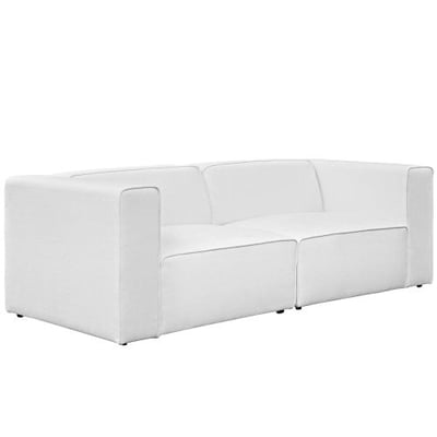 Modway EEI-2825-WHI Mingle 2 Piece Upholstered Fabric Sectional Sofa Set, White