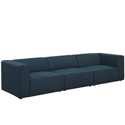 Modway EEI-2827-BLU Mingle 3 Piece Upholstered Fabric Sectional Sofa Set, Blue