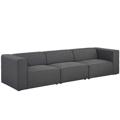 Modway EEI-2827-GRY Mingle 3 Piece Upholstered Fabric Sectional Sofa Set, Gray