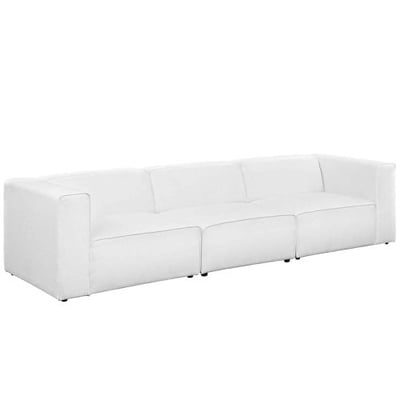 Modway EEI-2827-WHI Mingle 3 Piece Upholstered Fabric Sectional Sofa Set, White