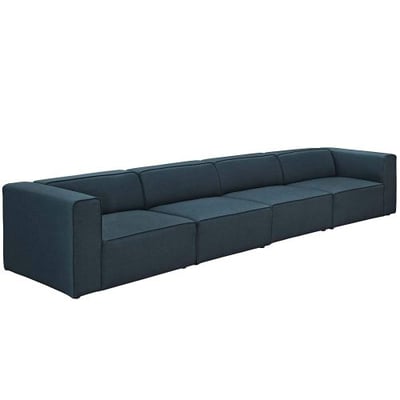 Modway EEI-2829-BLU Mingle 4 Piece Upholstered Fabric Sectional Sofa Set, Blue