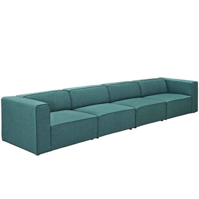 Modway EEI-2829-TEA Mingle 4 Piece Upholstered Fabric Sectional Sofa Set, Teal