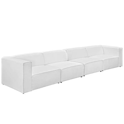 Modway EEI-2829-WHI Mingle 4 Piece Upholstered Fabric Sectional Sofa Set, White