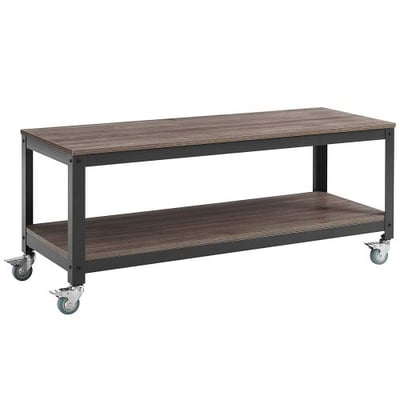 Modway Vivify Industrial Modern Tiered Serving Or TV Stand With Locking Casters