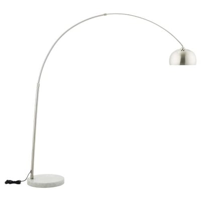 Modway Sunflower Mid-Century Modern Arched Floor Lamp, Round Marble Base in White