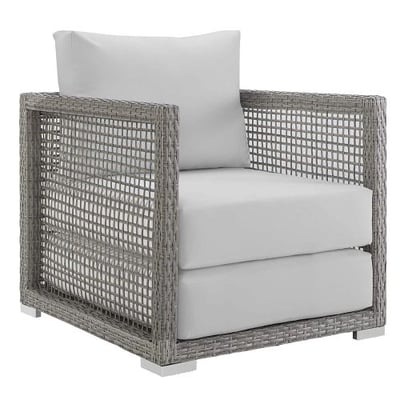 Modway EEI-2918-GRY-WHI Aura Rattan Outdoor Patio Armchair, Gray White