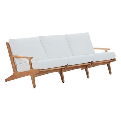 Modway EEI-2934-NAT-WHI Saratoga Outdoor Patio Premium Grade A Teak Wood Sofa in Natural White