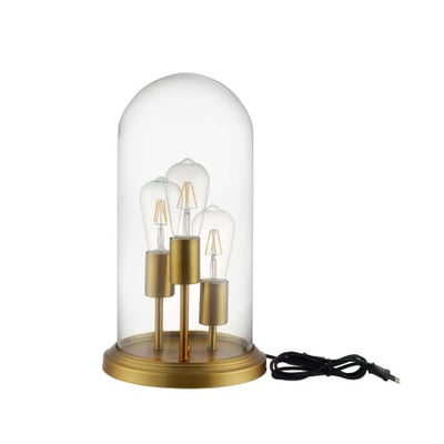 Modway Admiration Vintage Brass Metal and Glass Cloche End Table Lamp