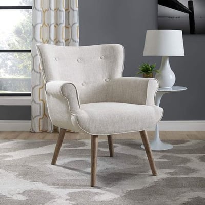 Modway EEI-2941-BEI Cloud Mid-Century Modern Upholstered Fabric Accent Arm Chair Beige