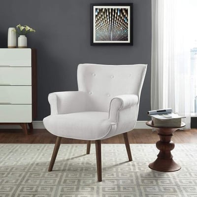 Modway EEI-2941-WHI Cloud Mid-Century Modern Upholstered Fabric Accent Arm Chair White