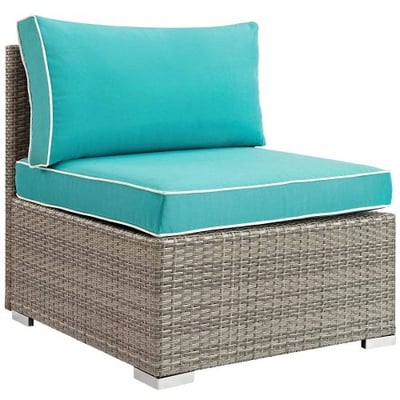 Modway EEI-2958-LGR-TRQ Repose Outdoor Patio, Armless Chair, Light Grey Turquoise